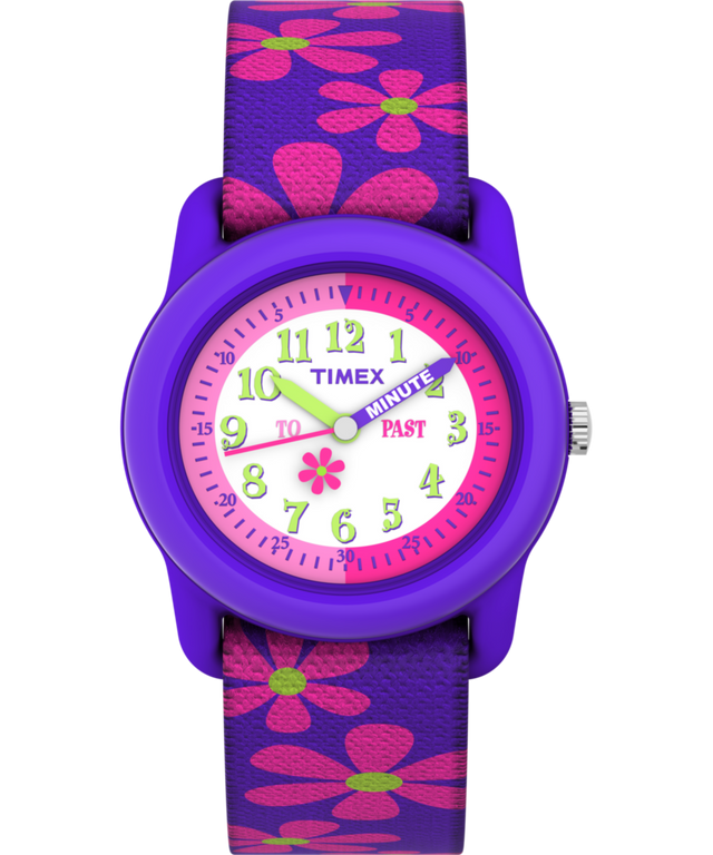 T89022 TIMEX TIME MACHINES® 29mm Purple Floral Elastic Fabric Kids Watch Primary Image