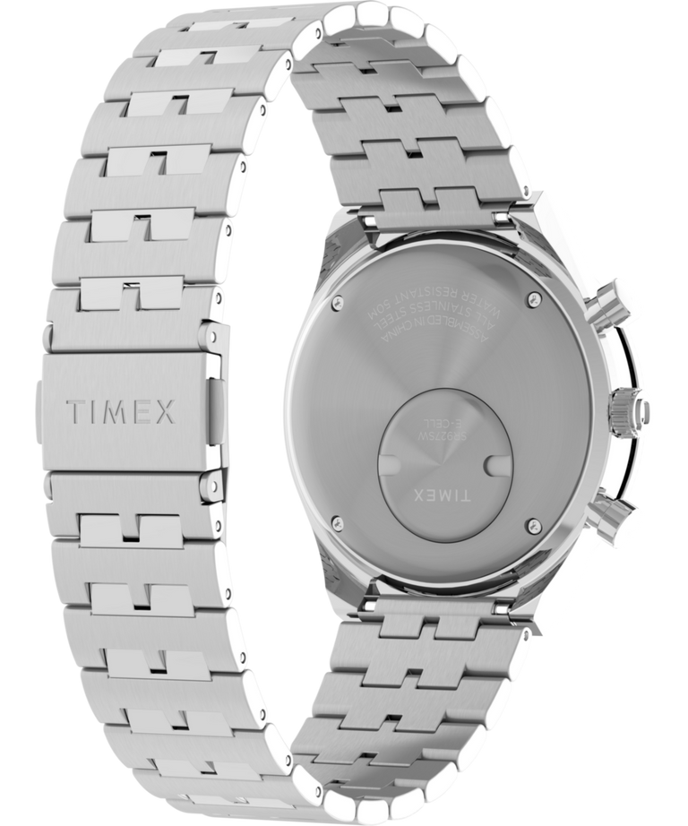 TW2V42600 Q Timex Chronograph 40mm Stainless Steel Bracelet Watch Caseback with Attachment Image