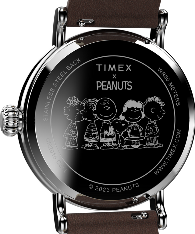TW2V61200 Timex Standard x Peanuts Featuring Snoopy at the Beach 40mm Leather Strap Watch Caseback Image
