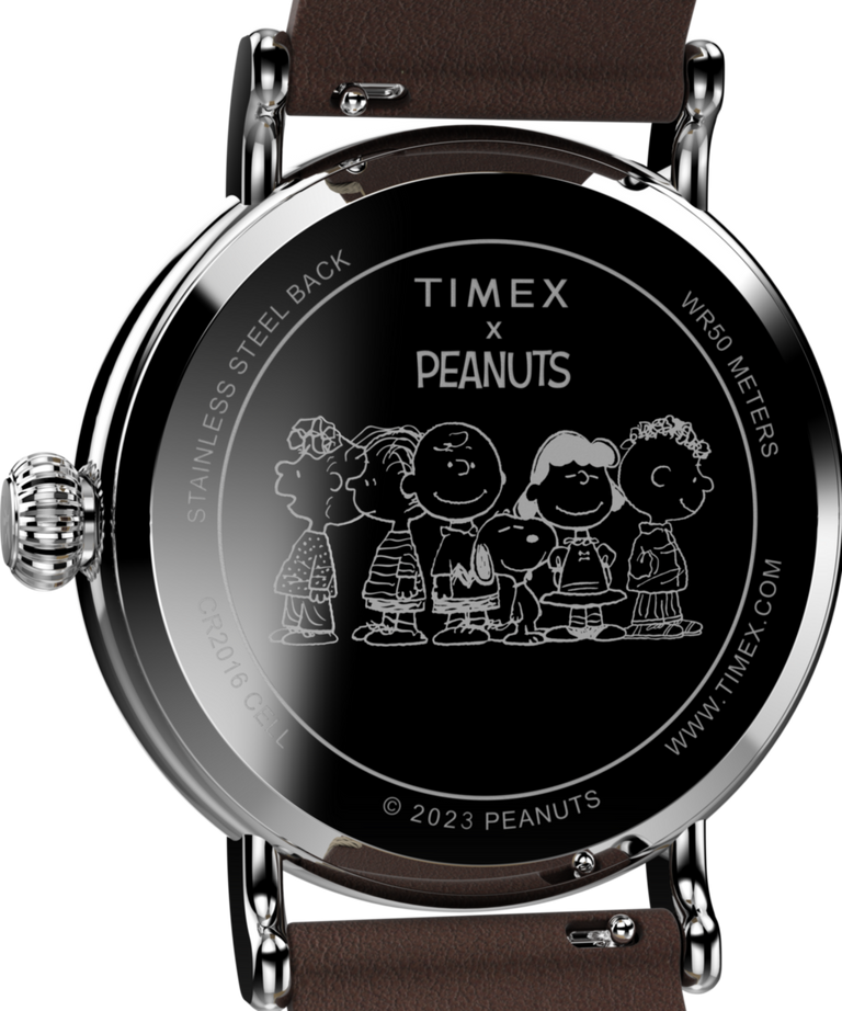 TW2V61200 Timex Standard x Peanuts Featuring Snoopy at the Beach 40mm Leather Strap Watch Caseback Image