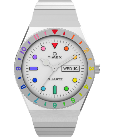 TW2V66000 Q Timex Rainbow 36mm Stainless Steel Expansion Band Watch Primary Image
