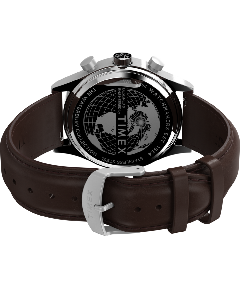 TW2W47900 Waterbury Traditional Fly Back Chronograph 43mm Leather Strap Watch Caseback with Attachment Image