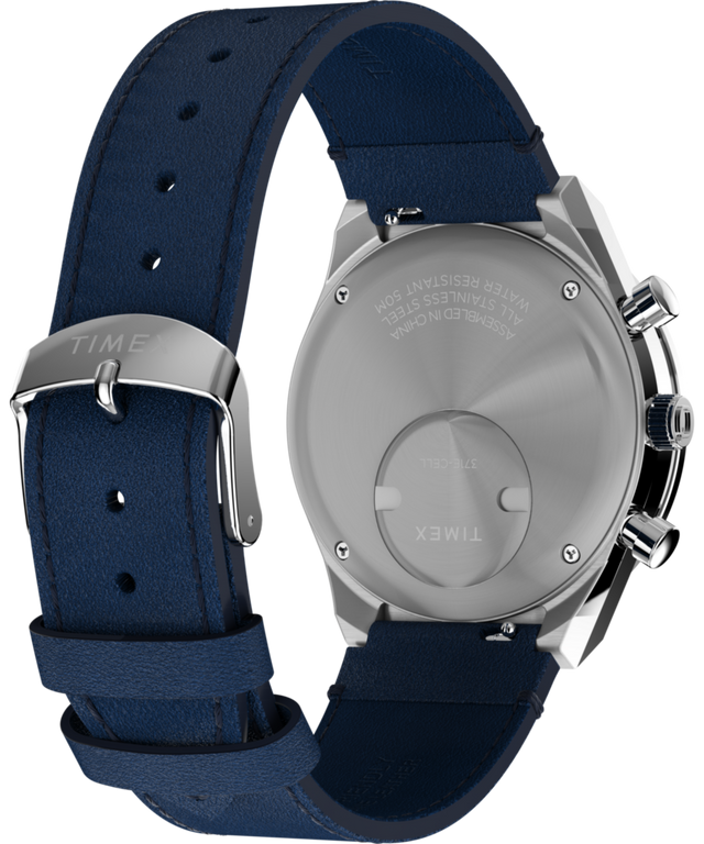 TW2W51700 Q Timex Chronograph 40mm Leather Strap Watch Caseback with Attachment Image