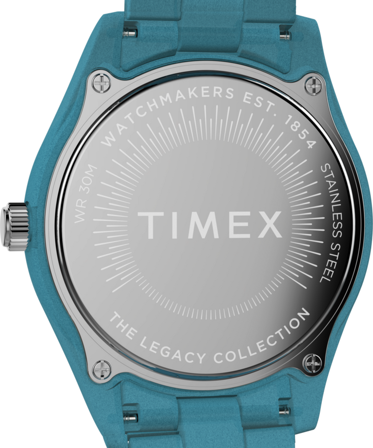 TW2W56400 Timex Legacy Ocean 37mm Recycled Plastic Bracelet Watch Caseback Image