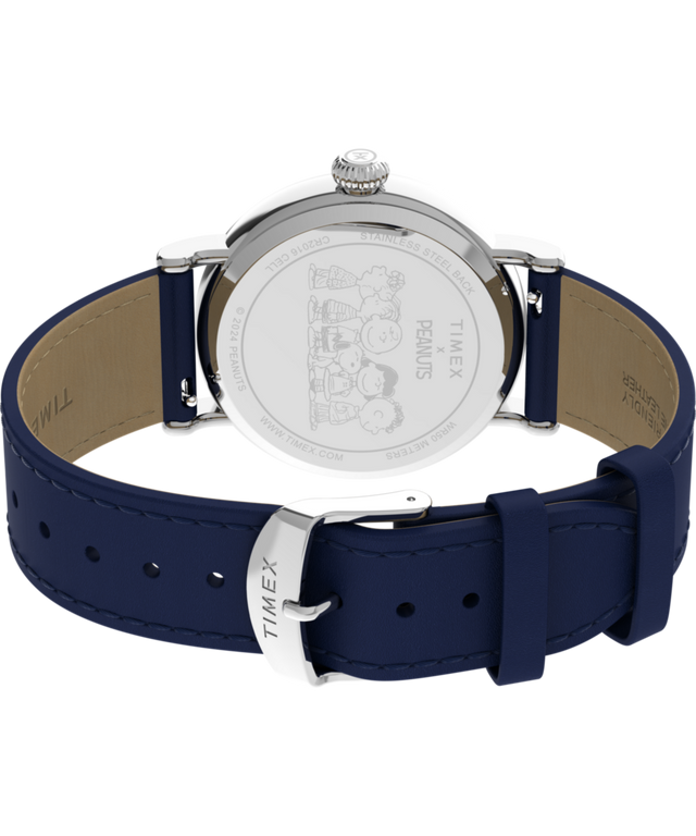 TW2W72700 Timex Standard x Peanuts Pumpkin Patch 40mm Leather Strap Watch Caseback with Attachment Image