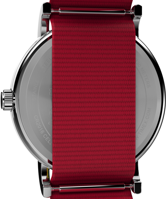 TW2W80800 Timex x Peanuts Weekender Holiday 38mm Fabric Strap Watch Caseback Image
