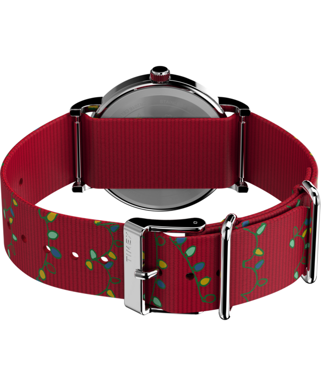 TW2W80800 Timex x Peanuts Weekender Holiday 38mm Fabric Strap Watch Caseback with Attachment Image