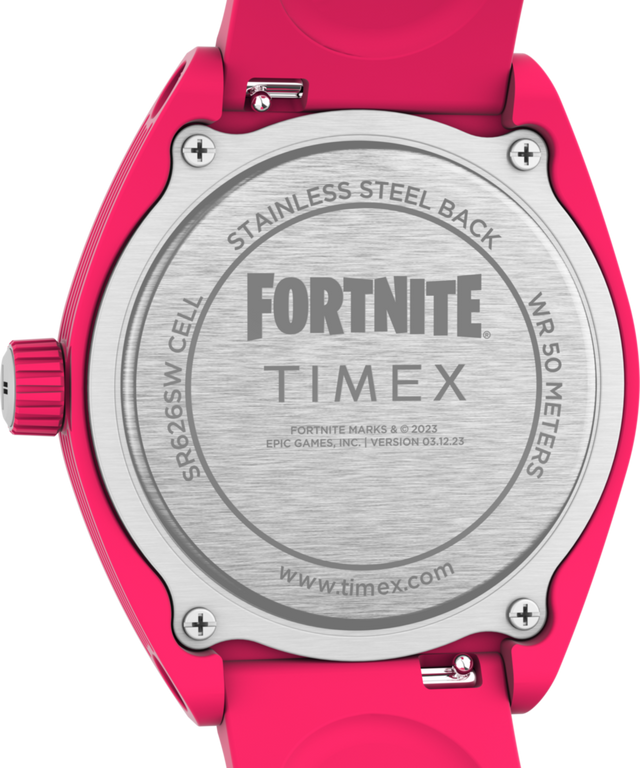 TW2W96800 Timex Urban Pop x Fortnite® 40mm Bio-TPU Strap Watch Caseback Image