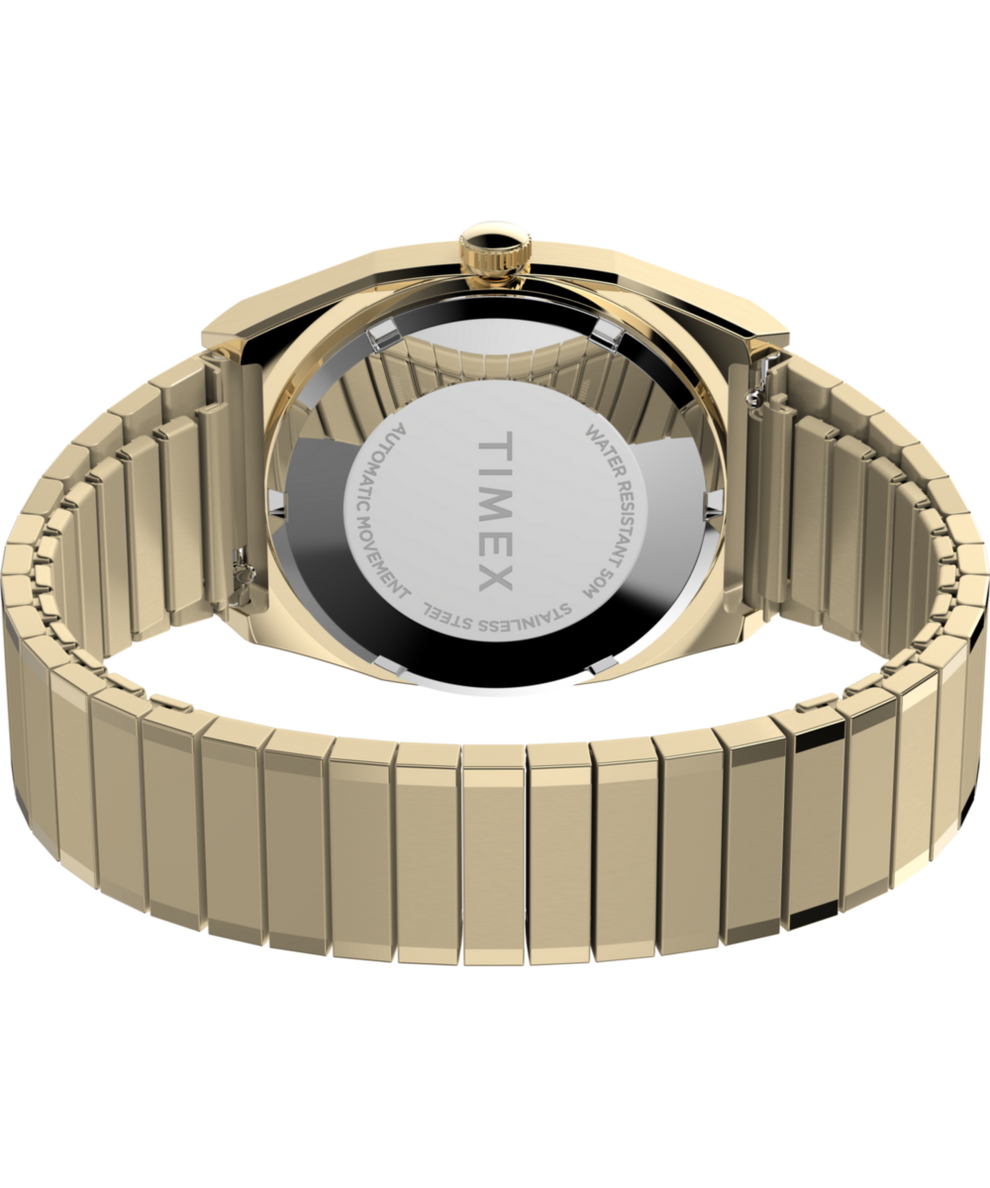 TW2Y07200 Timex® Automatic 1983 E Line Reissue 34mm Gold-Tone Expansion Band Watch Caseback with Attachment Image