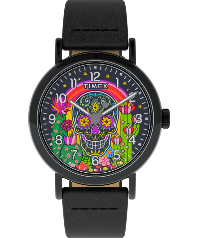 TW2Y15900 Timex Weekender Day of the Dead 40mm Leather Strap Watch Primary Image