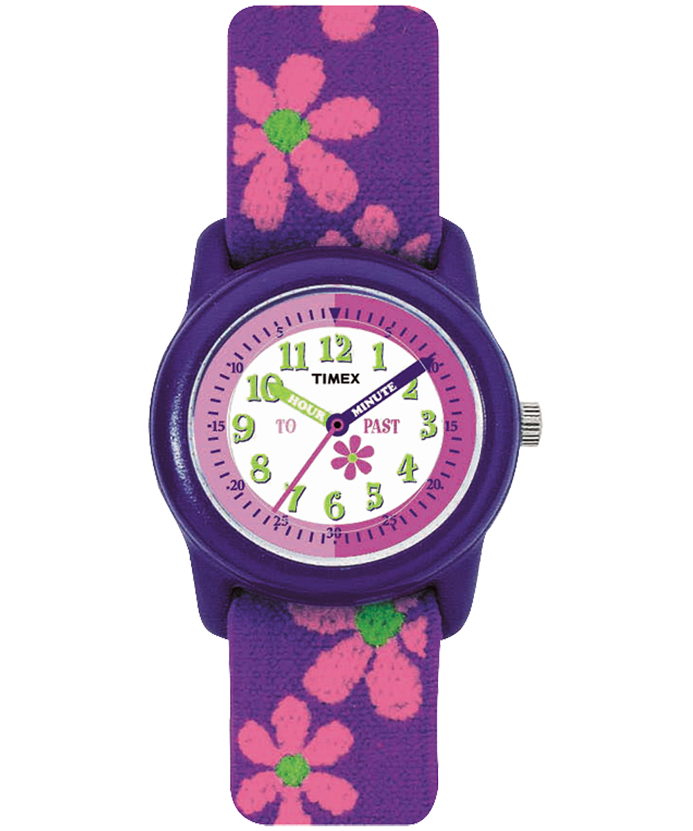 TIMEX TIME MACHINES 29mm Purple Floral Elastic Fabric Kids Watch