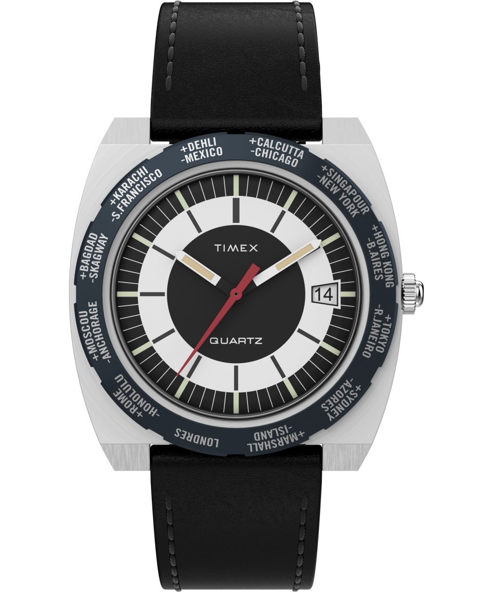 World Time Reissue 39mm Leather Strap Watch - TW2V69500 | Timex UK