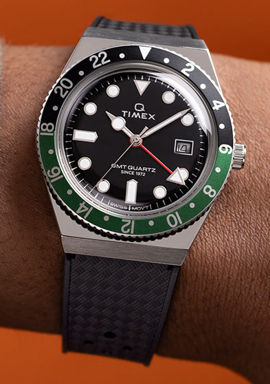 Q Timex® GMT 38mm Synthetic Rubber Strap Watch - TW2W57500 | Timex UK
