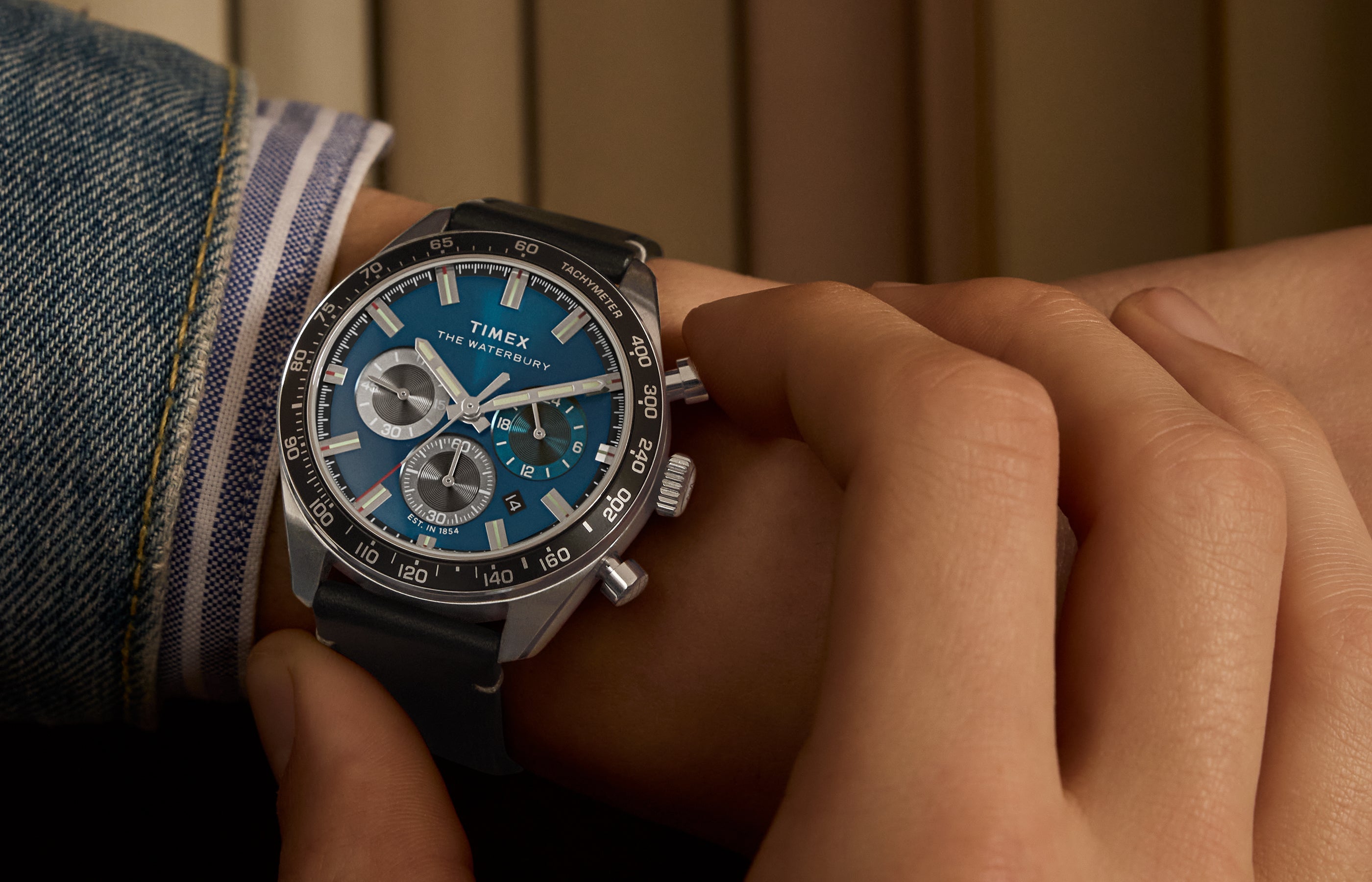 【激レア】TIMEX waterburylegacy41mm ティファニーブルー Waterbury Traditional Chronograph 41mm Leather Strap Watch