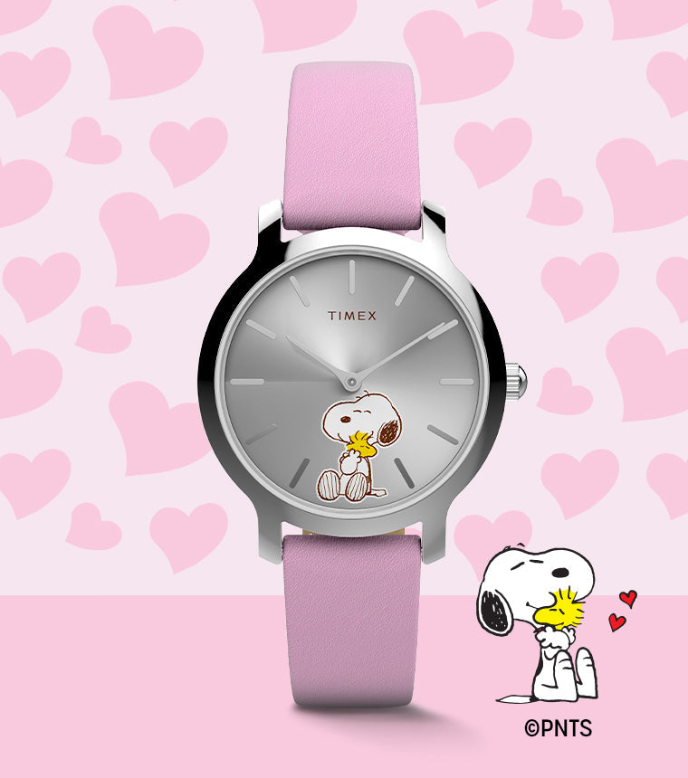 Peanuts® x Timex Transcend Snoopy Hug 31mm Leather Strap Watch
