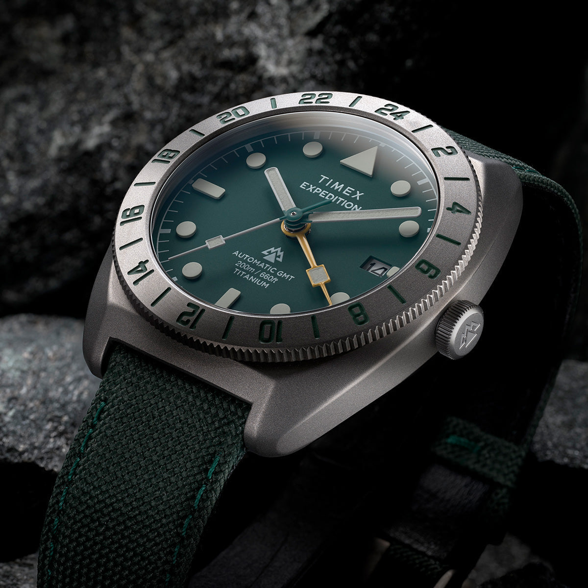 Expedition® Pioneer Titanium Automatic GMT 41mm Fabric Strap Watch
