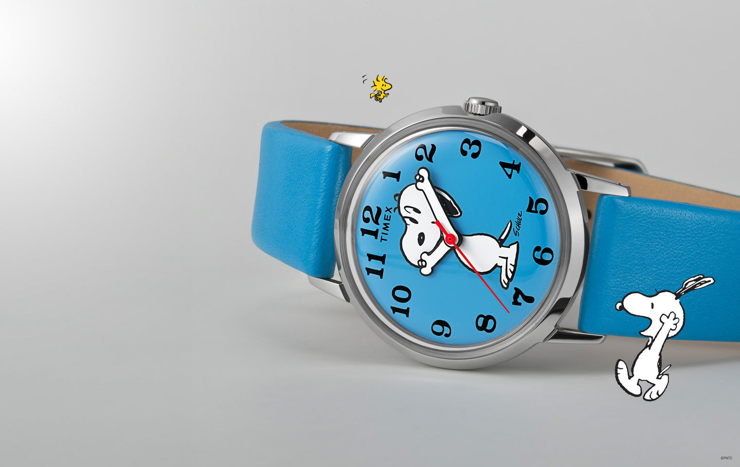 Marlin® Hand-Wound x Peanuts Reissue Leather Strap Watch.