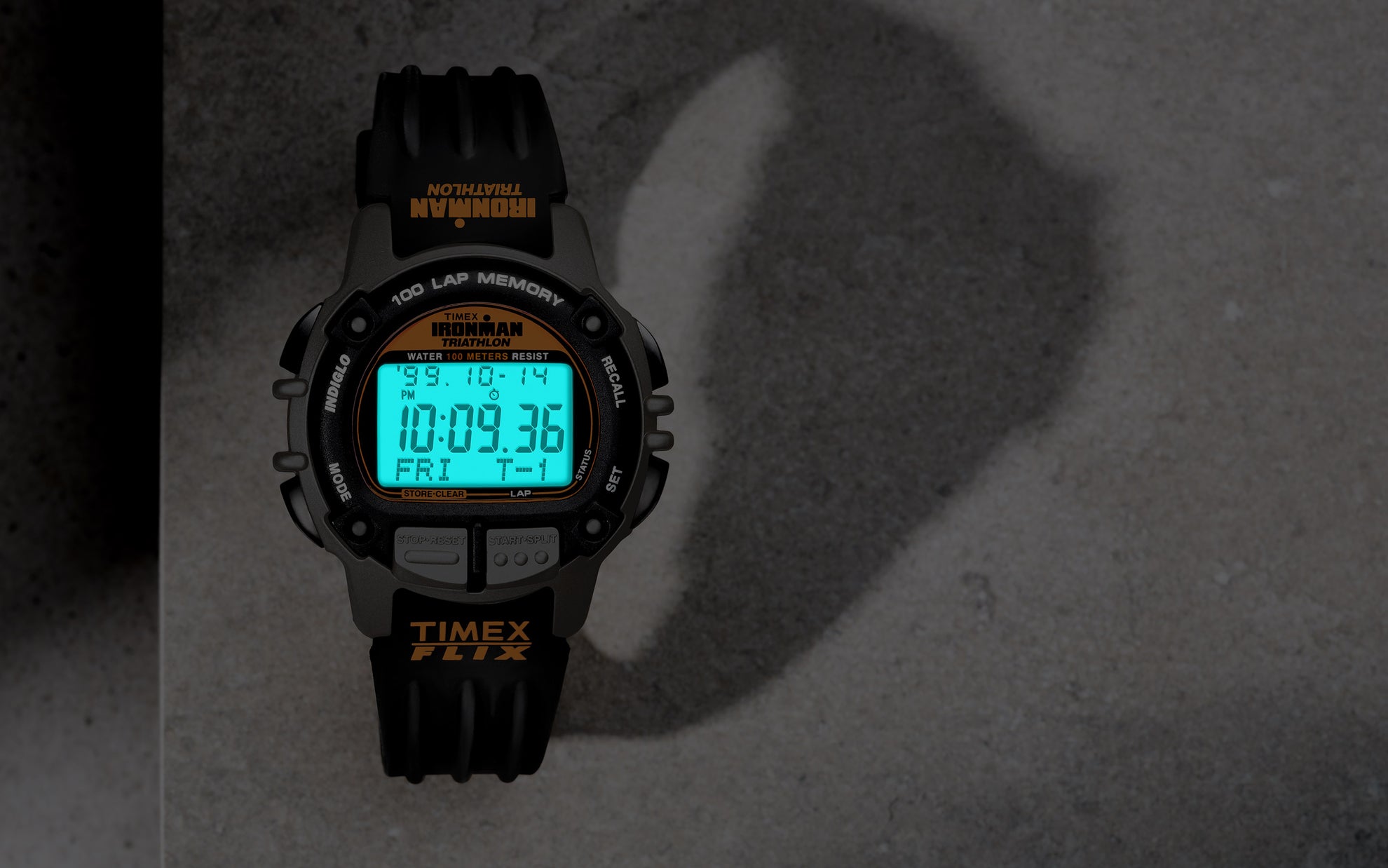 TIMEX® IRONMAN® Flix 100 Lap PU Strap Watch INDIGLO