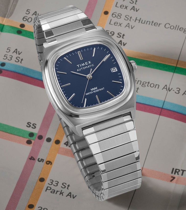 Timex® Automatic 1983 E-Line Stainless Steel Expansion Band Watch