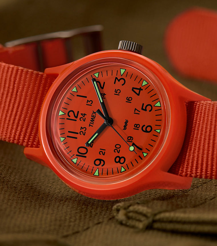 New Unisex Timex MK1 Orange Easy Reader 30m W/Proof 36mm Watch