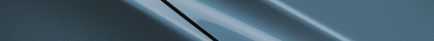 A close-up of glossy blue automotive paint with sharp diagonal reflections, suggesting speed and precision. The abstract background sets a sleek, modern tone.
