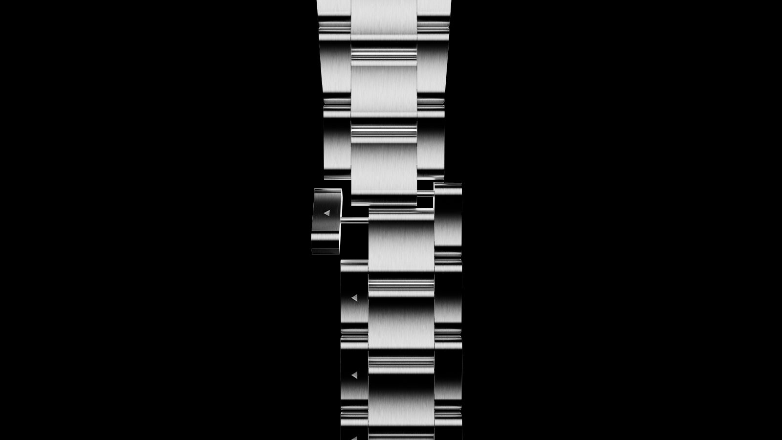 Integrated titanium bracelet detail of the Timex Atelier Chronograph Automatic M1a Ti showing brushed finishing and quick-adjust clasp construction.