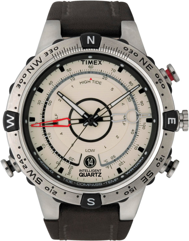T2N721 Intelligent Quartz® Tide Temp Compass 45mm Leather Strap Watch Primary Image