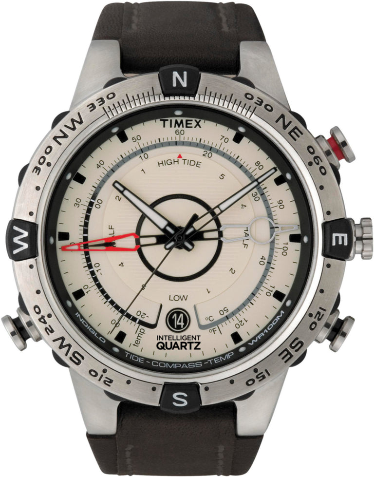 T2N721 Intelligent Quartz® Tide Temp Compass 45mm Leather Strap Watch Primary Image