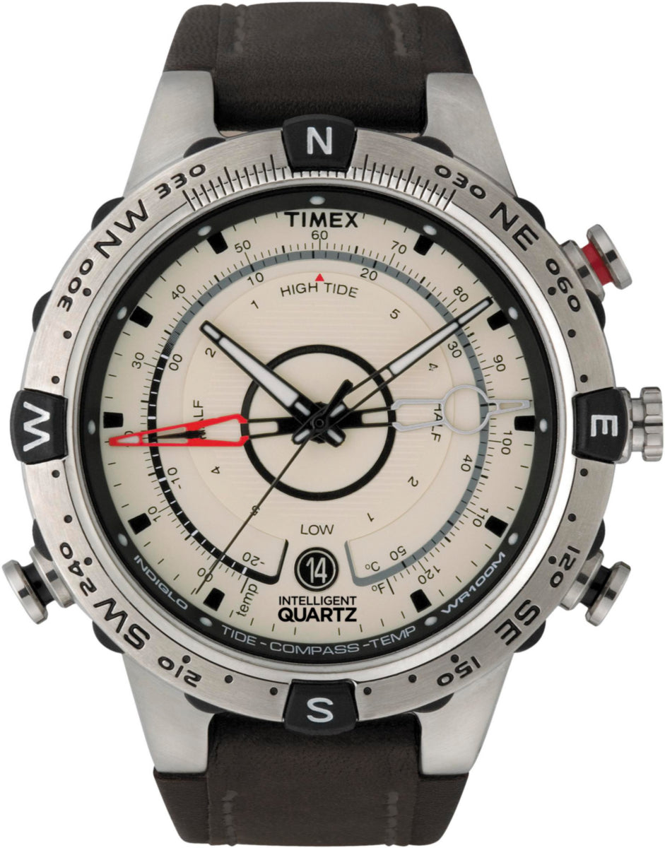 T2N721 Intelligent Quartz® Tide Temp Compass 45mm Leather Strap Watch Primary Image