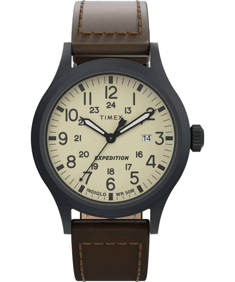 Expedition Scout 40mm Leather Strap Watch