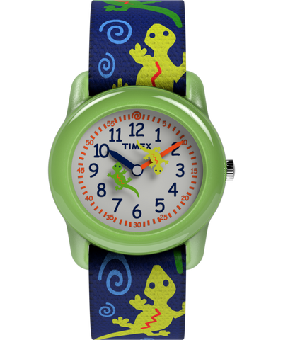 T72881 TIMEX TIME MACHINES® 29mm Green Gecko Elastic Fabric Kids Watch Primary Image