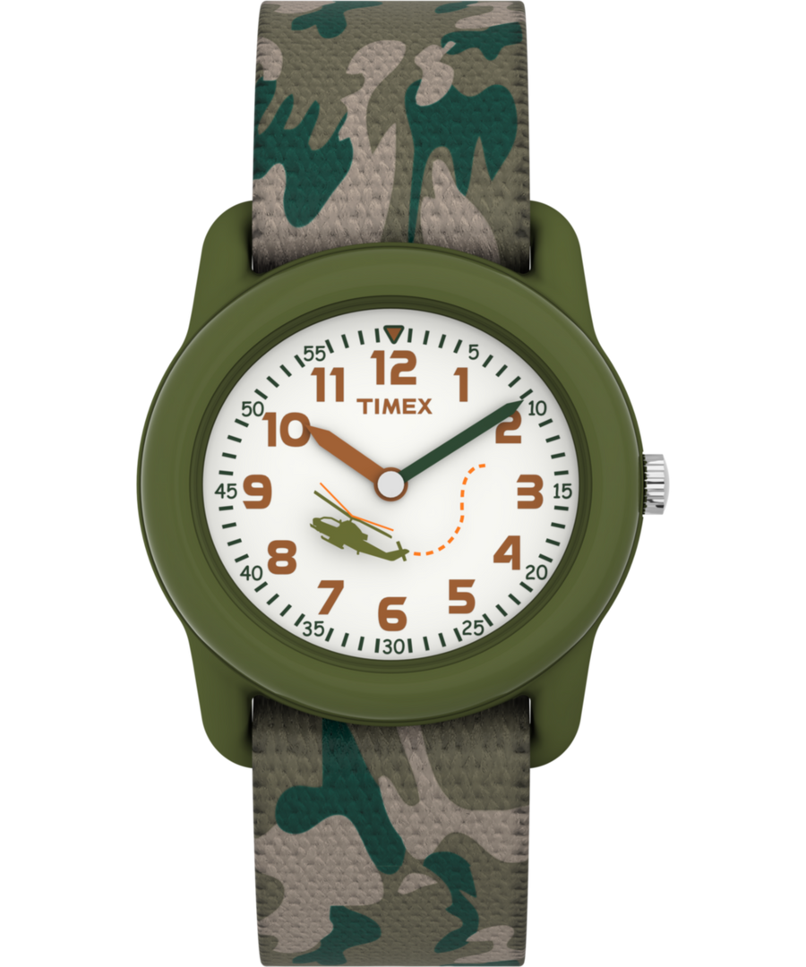 T78141 TIMEX TIME MACHINES® 29mm Green Camo Elastic Fabric Kids Watch Primary Image