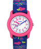 T89001 TIMEX TIME MACHINES® 29mm Butterflies and Hearts Blue Elastic Fabric Kids Watch Primary Image