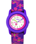 T89022 TIMEX TIME MACHINES® 29mm Purple Floral Elastic Fabric Kids Watch Primary Image