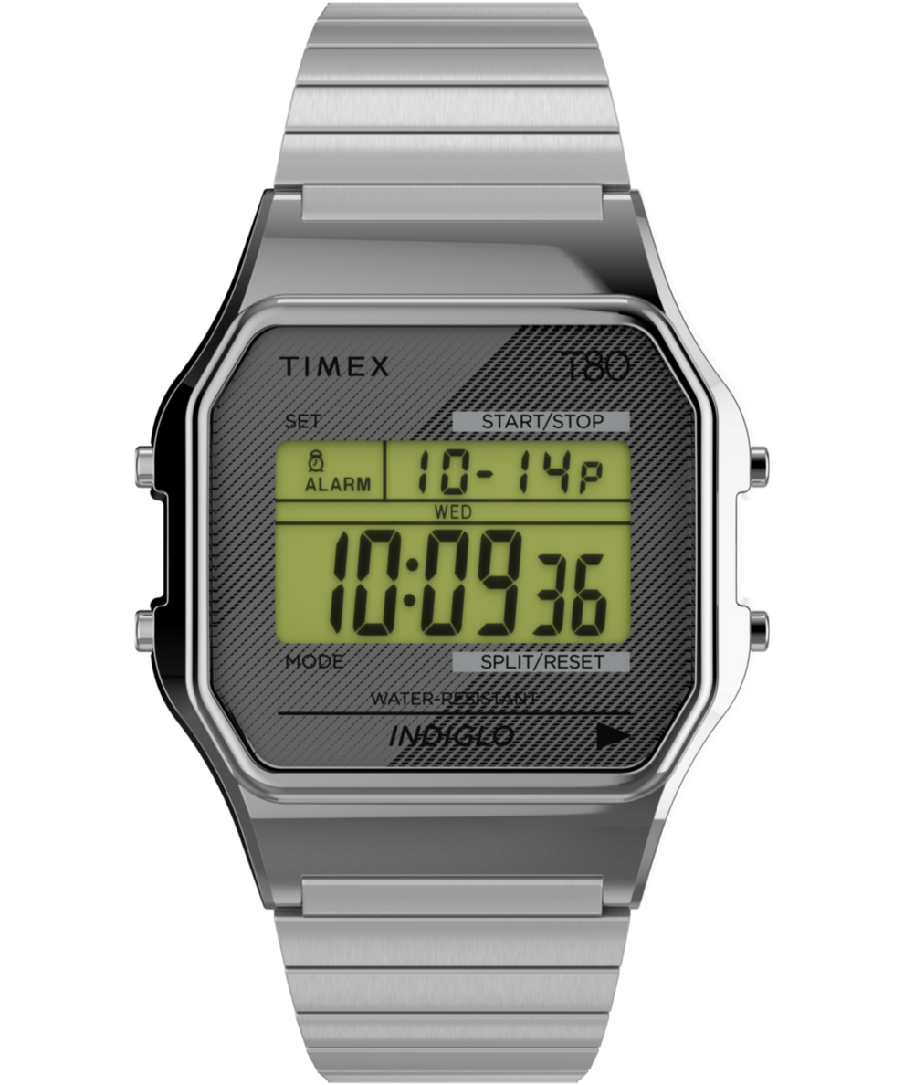 TW2R79100 Timex T80 34mm Stainless Steel Expansion Band Watch Primary Image