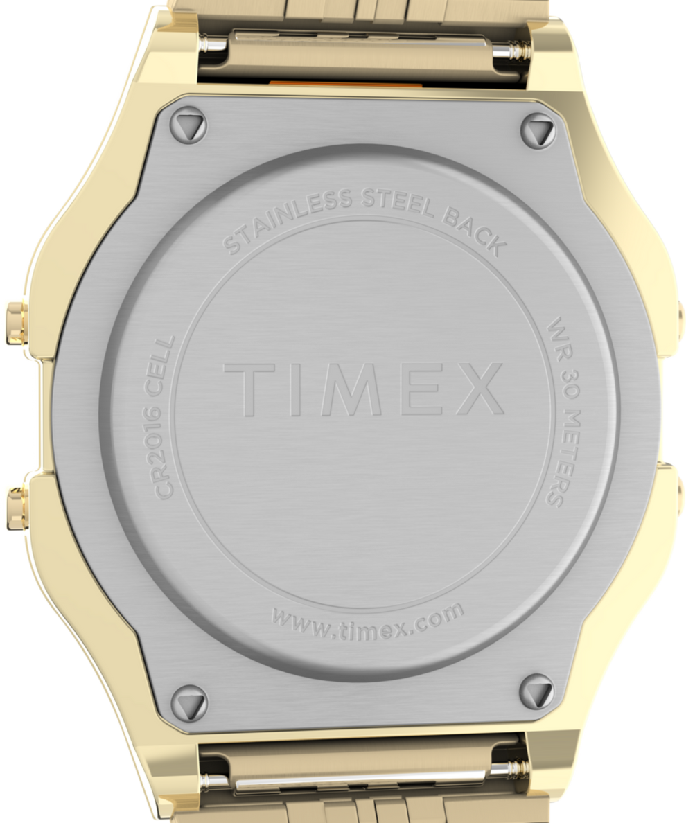 TW2R79200 Timex T80 34mm Stainless Steel Bracelet Watch Caseback Image