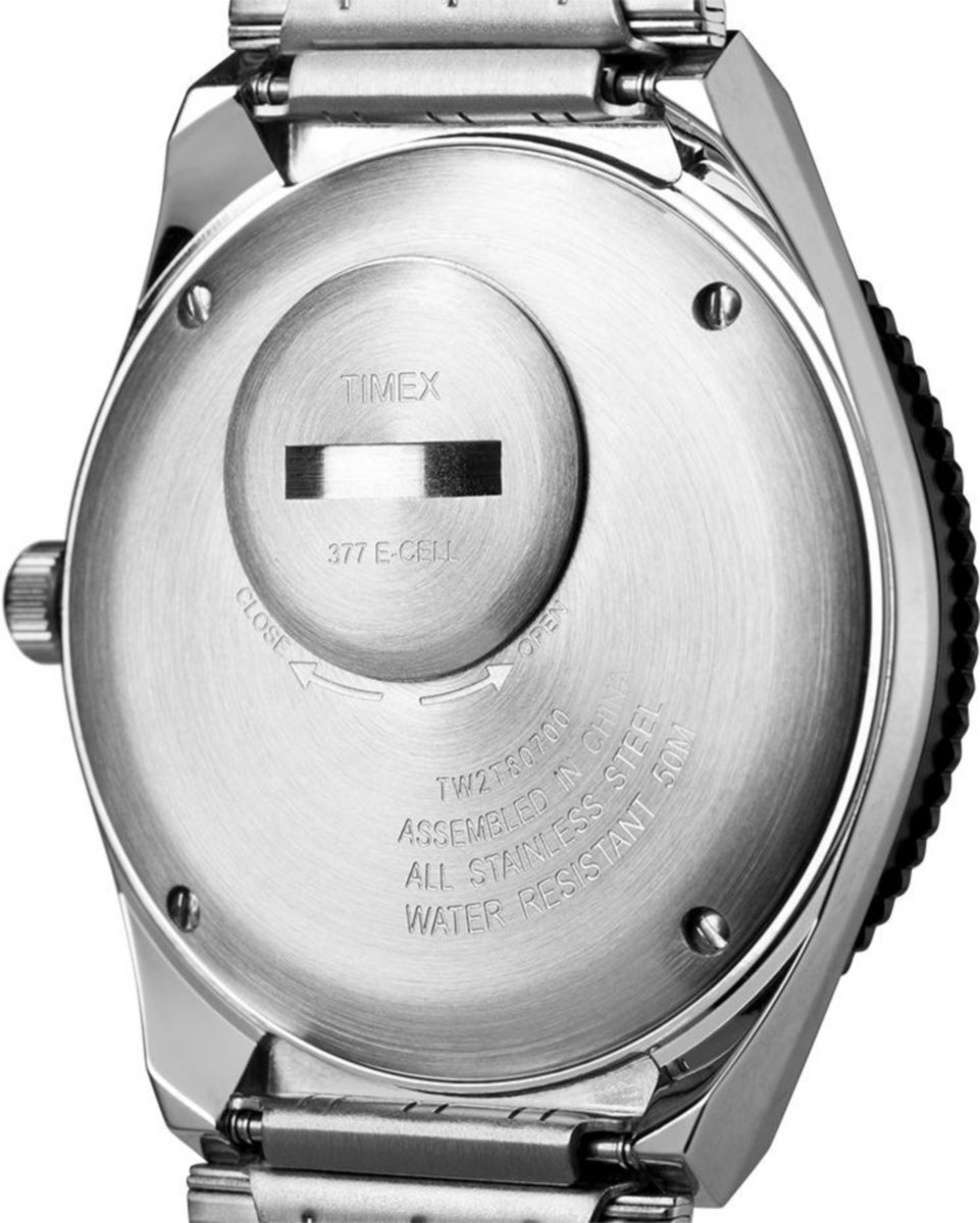 TW2T80700 Q Timex Reissue 38mm Stainless Steel Bracelet Watch Caseback Image