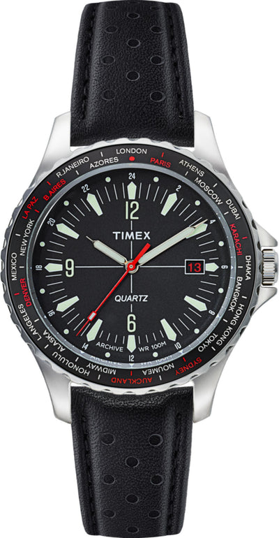 TW2U25900 Navi World Time 38mm Leather Strap Watch Primary Image