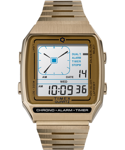 Digital watch top with hands