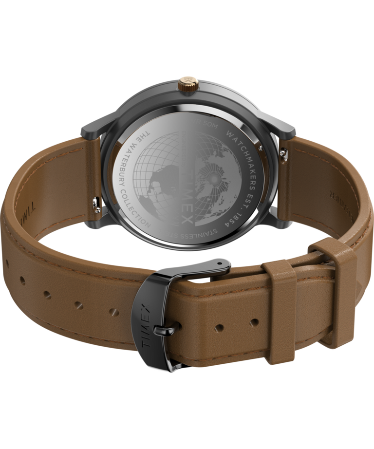 TW2U88500 Waterbury Classic Day/Date 40mm Leather Strap Watch Caseback with Attachment Image