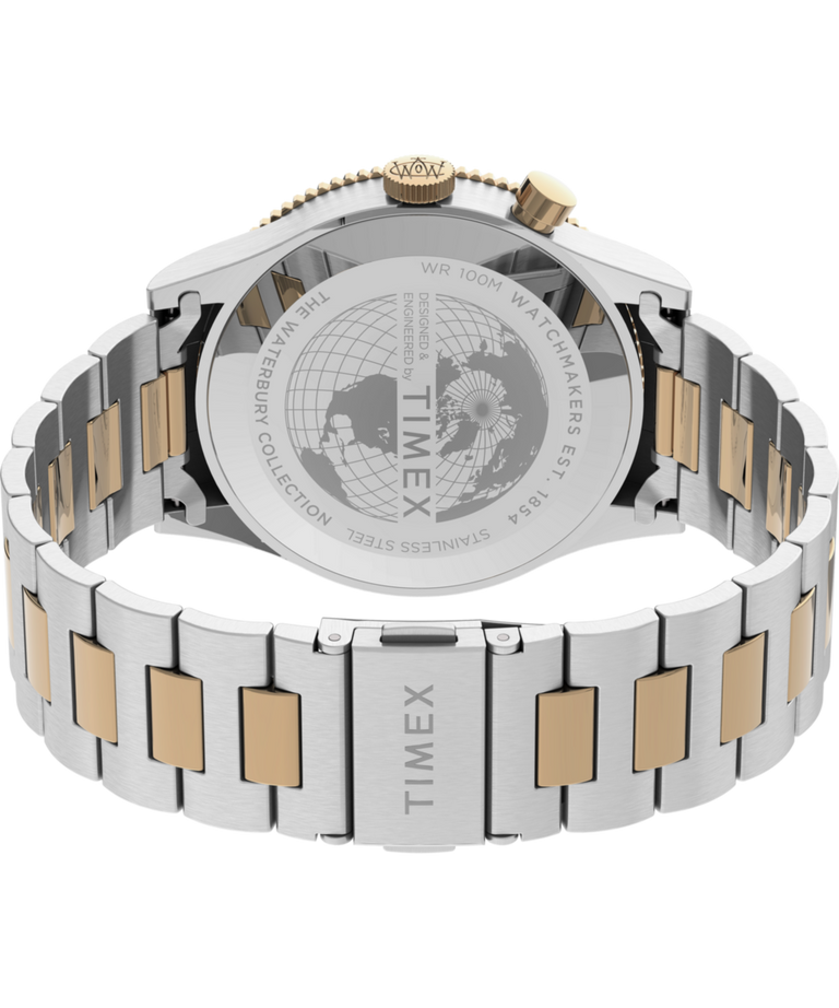 TW2U90600 Waterbury Traditional GMT 39mm Stainless Steel Bracelet Watch Caseback with Attachment Image