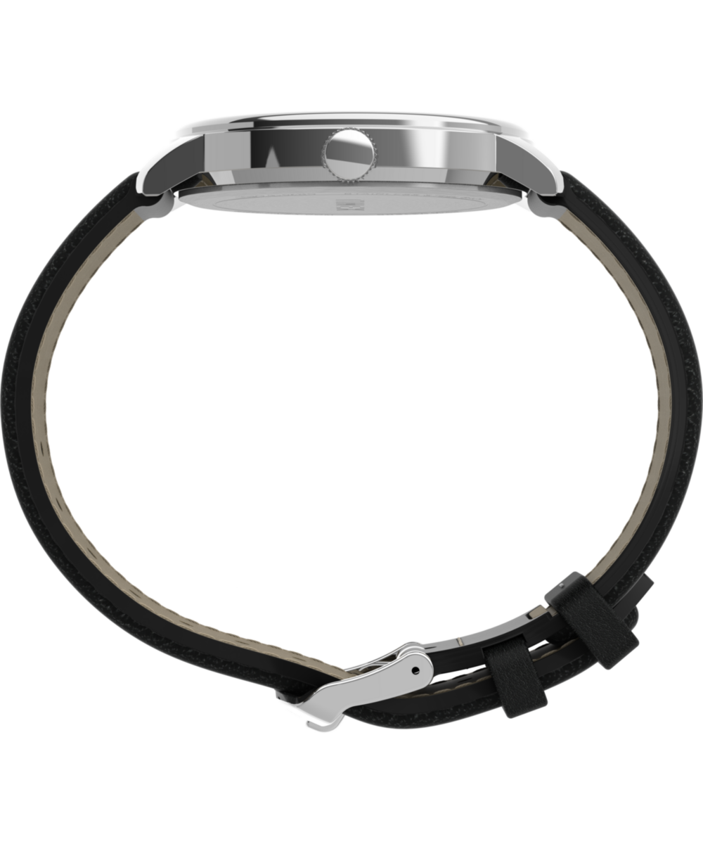 Timex Easy Reader Uomo 40mm – Oro, Quadrante Bianco, Cinturino Pelle Nera, Datario