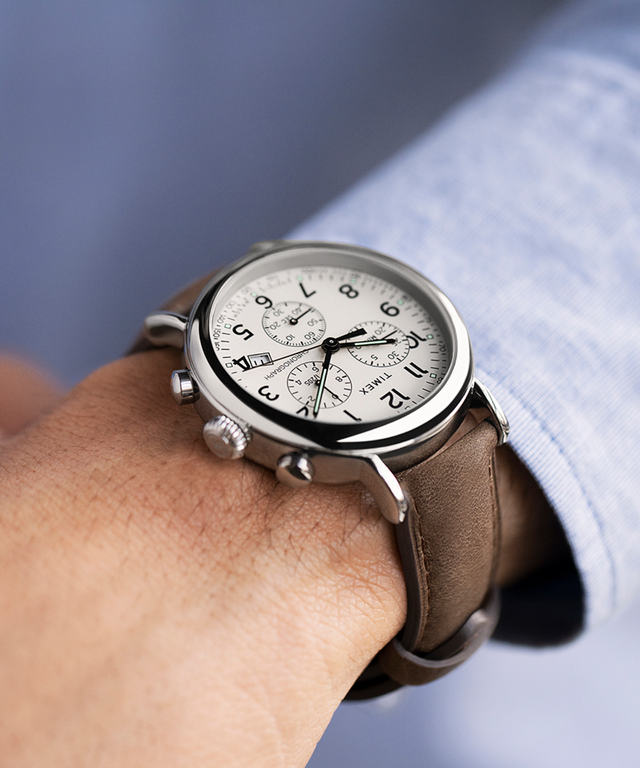 TW2V27500UK Timex Standard Chronograph 41mm Leather Strap Watch lifestyle 2 image