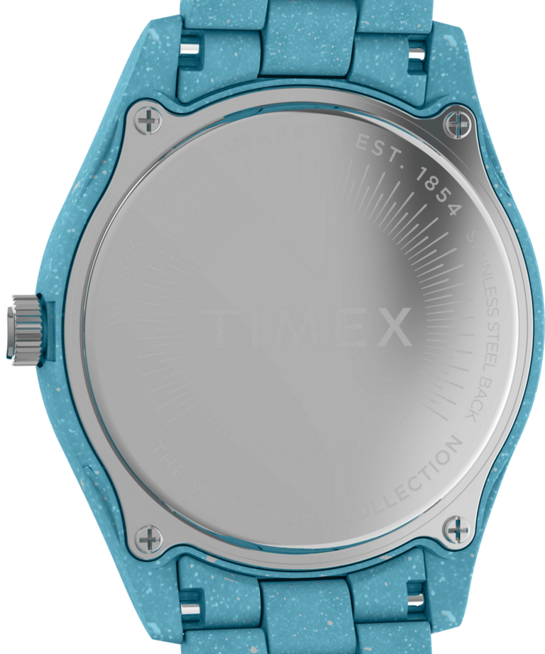 TW2V33200 Timex Legacy Ocean 37mm Recycled Plastic Bracelet Watch Caseback Image