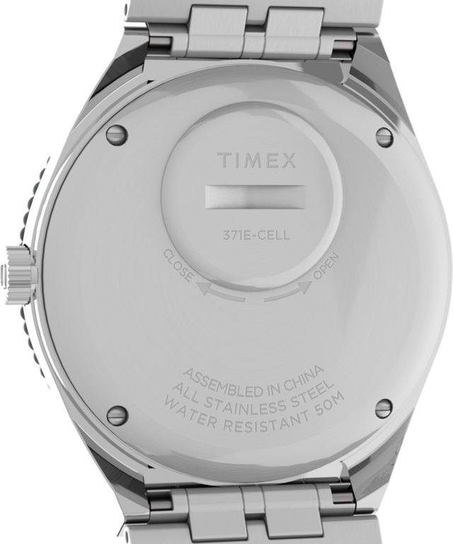 TW2V38000UK Q Timex GMT 38mm Stainless Steel Bracelet Watch caseback image
