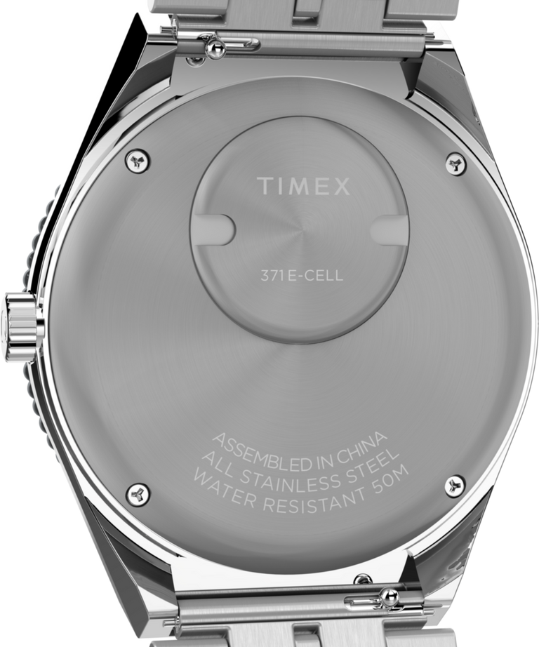 TW2V38000 Q Timex GMT 38mm Stainless Steel Bracelet Watch Caseback Image
