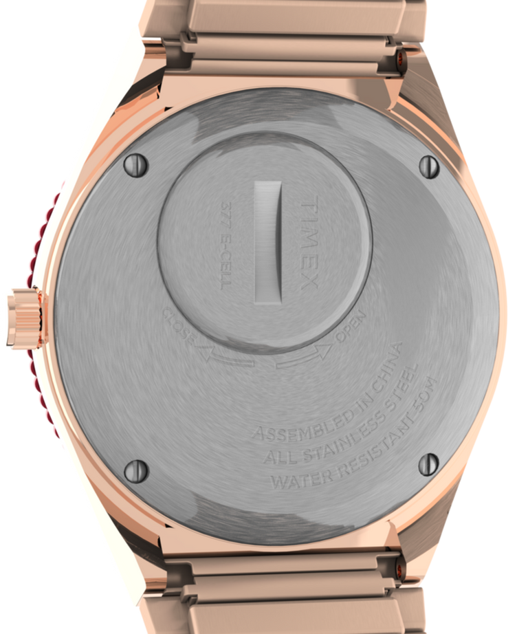 TW2V38600UK Q Timex Malibu 36mm Stainless Steel Expansion Band Watch caseback image