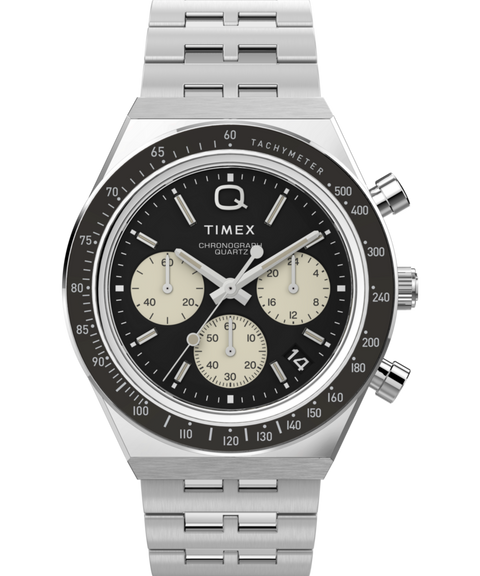Q Timex Chronograph 40mm Stainless Steel Bracelet Watch