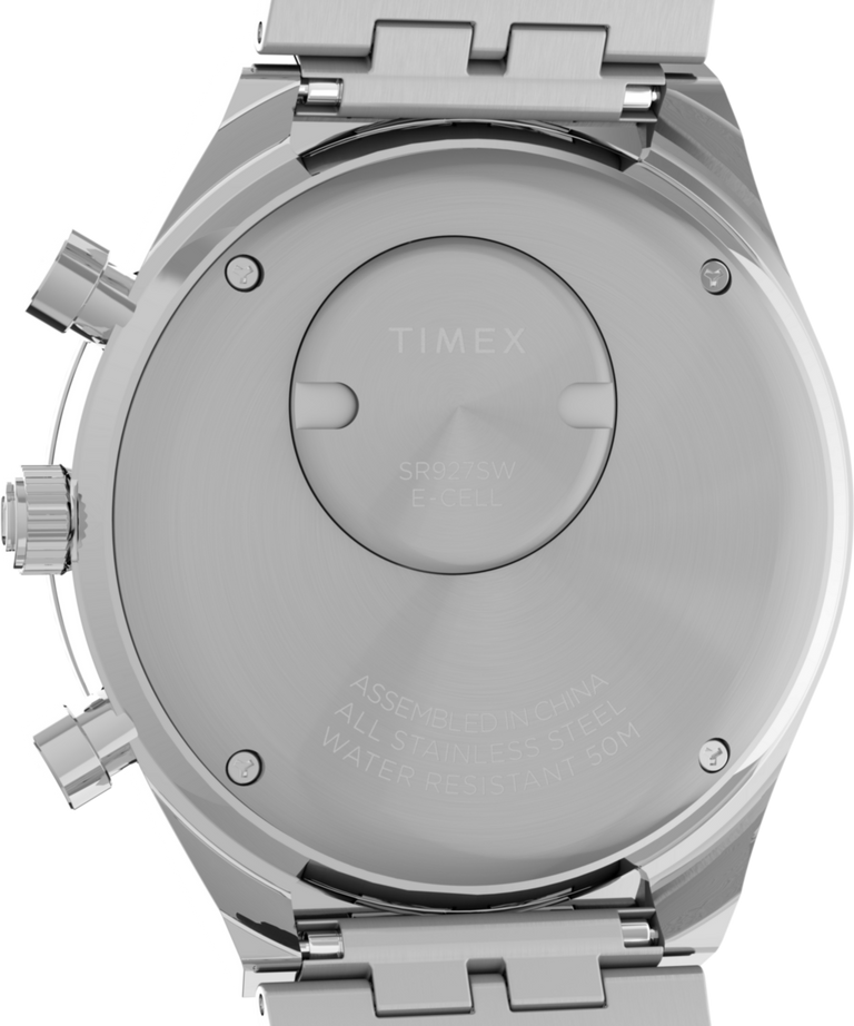 TW2V42600 Q Timex Chronograph 40mm Stainless Steel Bracelet Watch Caseback Image
