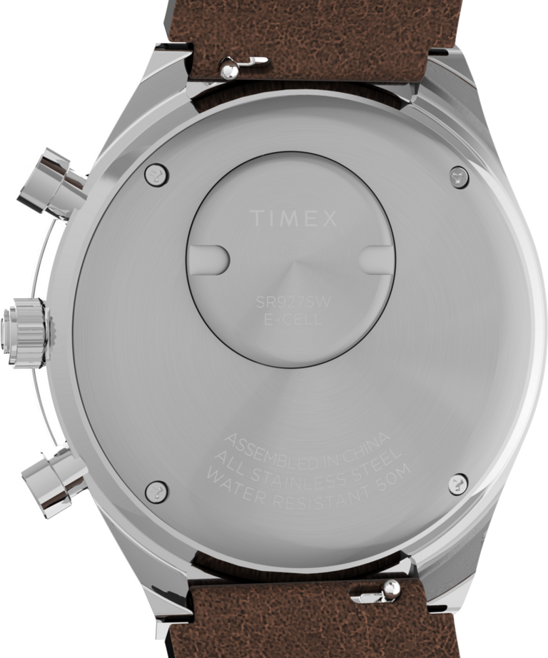 TW2V42800 Q Timex Chronograph 40mm Leather Strap Watch Caseback Image